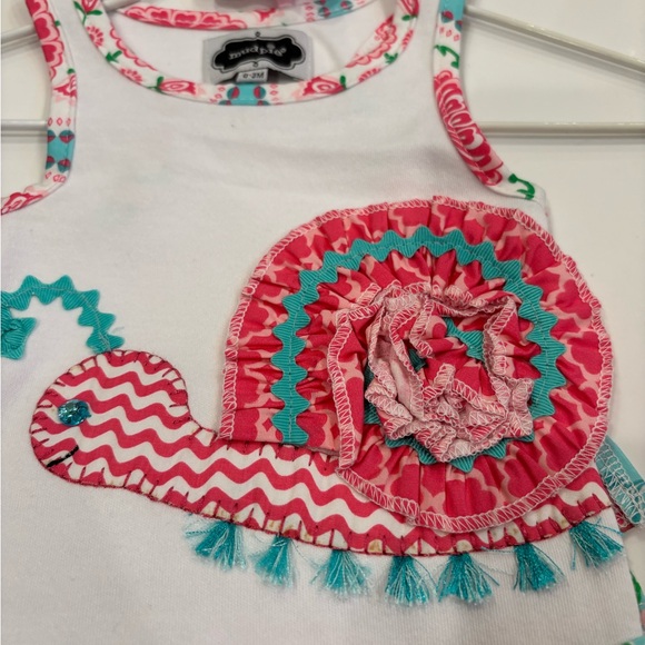 Mud Pie Baby Bodysuit - Pink and Teal Accents - Picture 2 of 6